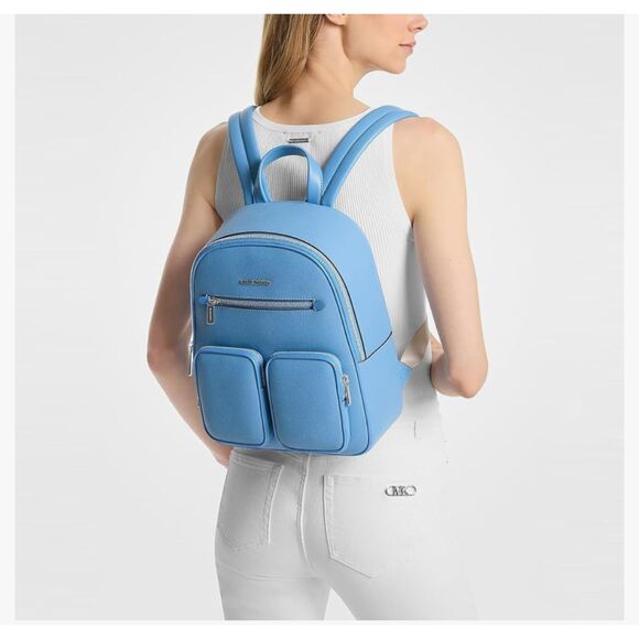 Michael Kors Jet Set Medium PVC Fashion Pocket Function Backpack Bag Blue $558 - Picture 5 of 10